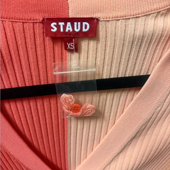 STAUD Shoko Coral and Peach Long Sleeve Dress - Picture 6 of 7